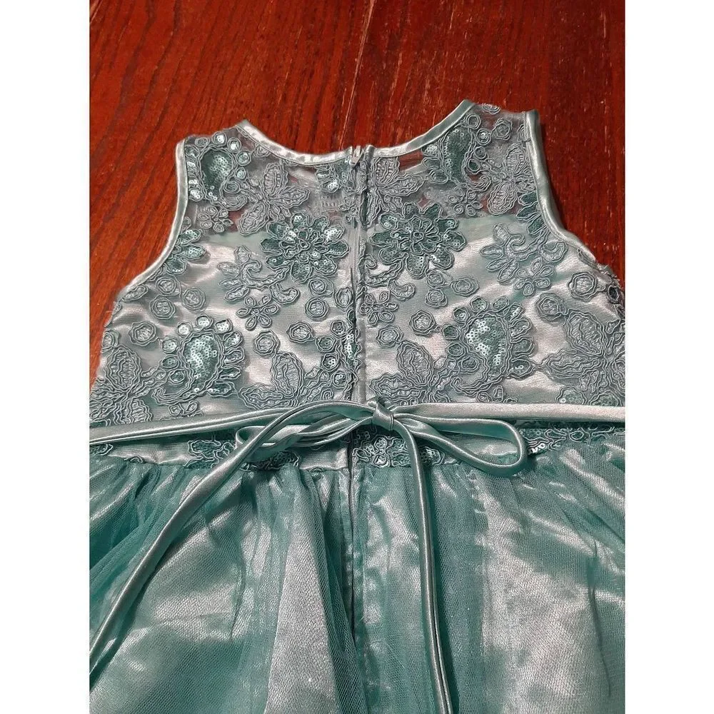 6X Rare Editions Blue Embroidered Sequin Rhinestone Formal Holiday Pageant Dress